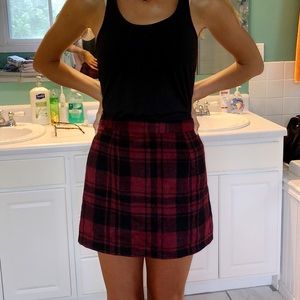 Boutique Soft Red and Black Plaid Skirt